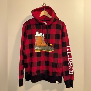 LLBean x Peanuts Red/Black Buffalo Plaid Hoodie - Medium